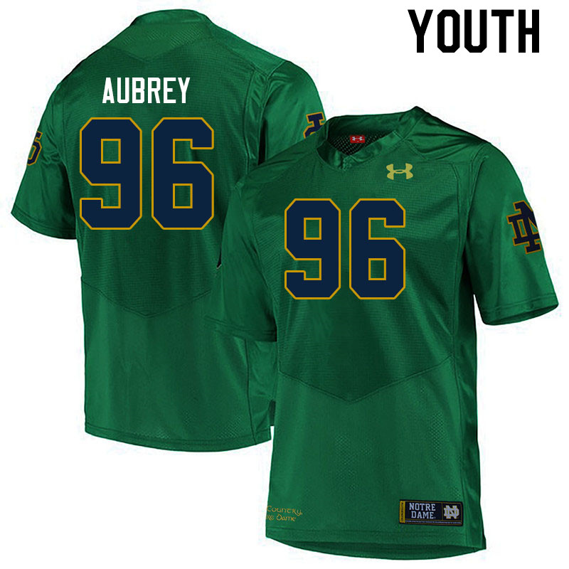 Youth #96 Cole Aubrey Notre Dame Fighting Irish College Football Jerseys Stitched Sale-Green - Click Image to Close